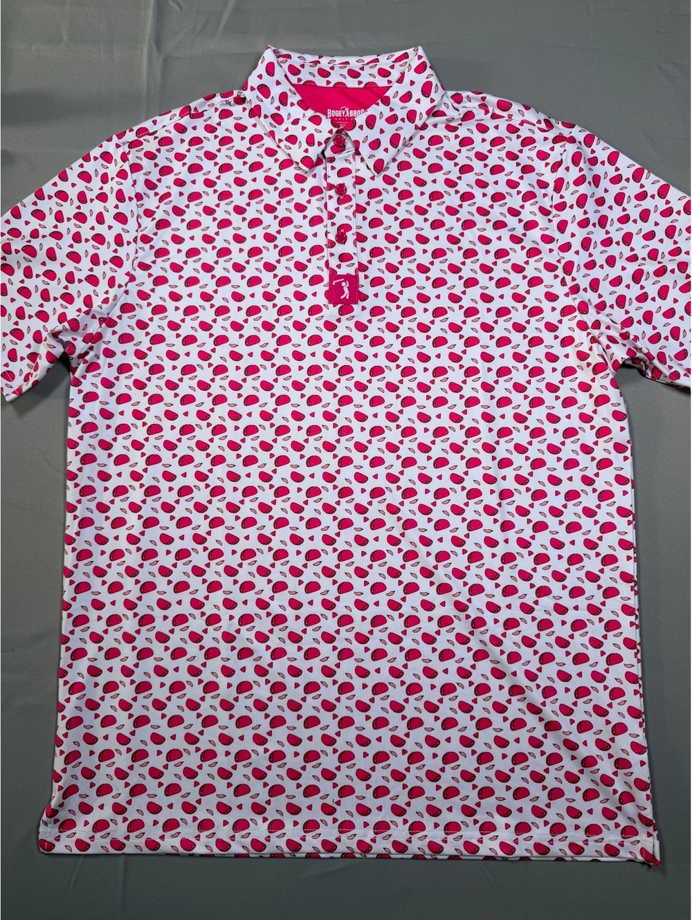 Bogey Bros pink print golf polo shirt